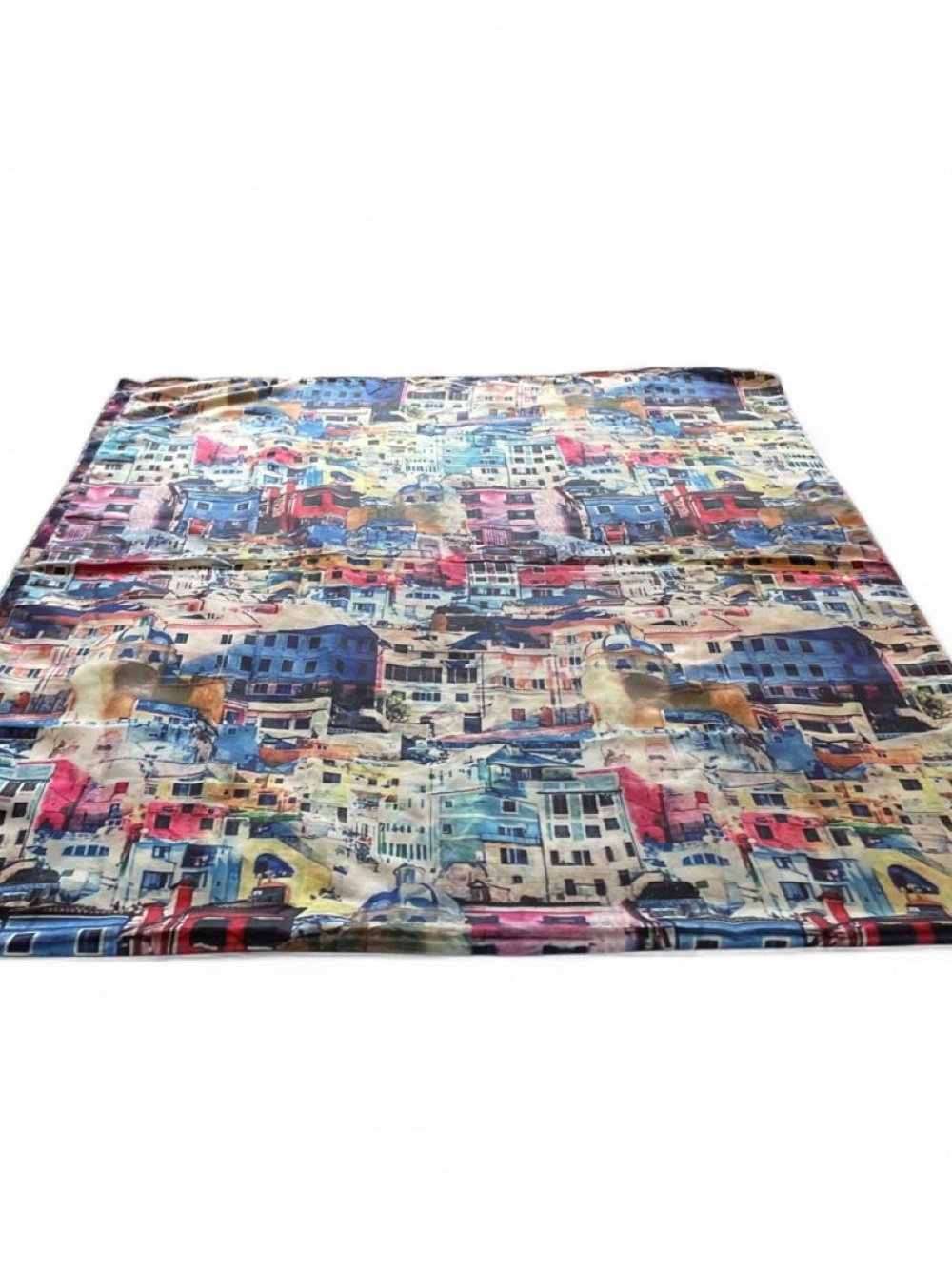 Colorful Cityscape Print Scarf - Multicolor